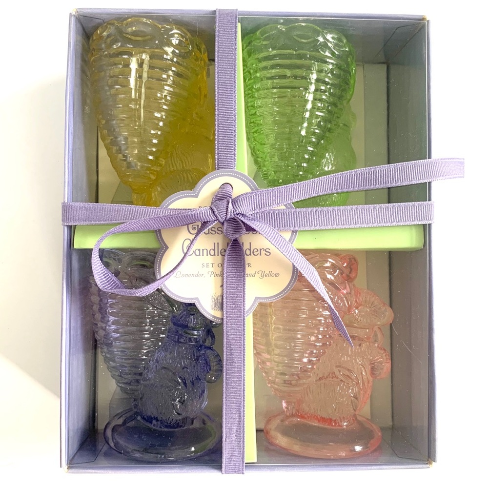 🆕 Glass rabbit candleholders (4)